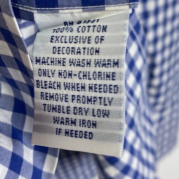 Ralph Lauren Blue Gingham Short Sleeve Button Down Oxford Shirt Mens XL Preppy - Picture 7 of 8